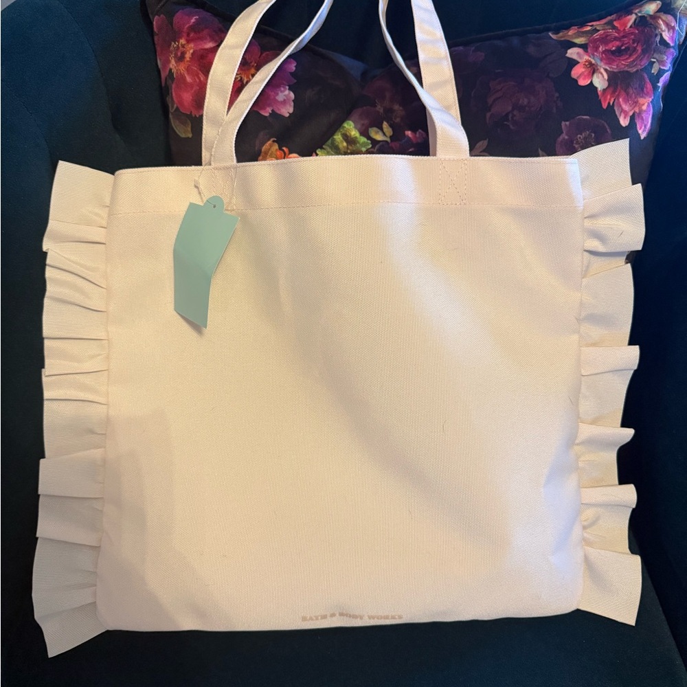 NWT Blush Tote Bag with Ruffle Detail